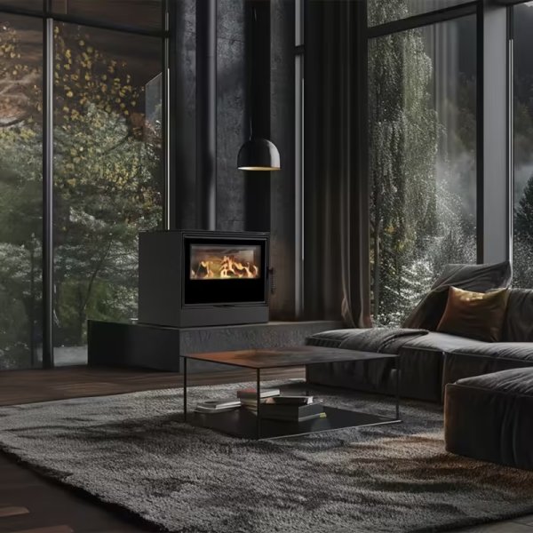 Braskamin KARI 70 är en snygg, effektiv och modern inbyggd eldstadskassett som imponerar med sin funktionalitet, design och milj