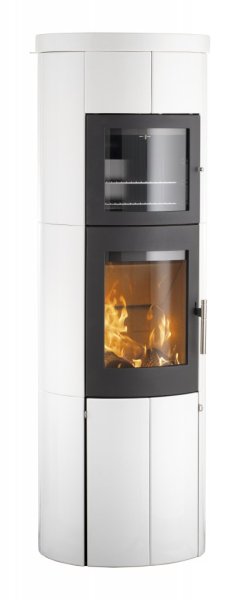 kamin,braskamin Scan-Line 80 XL-B med ugn,vit keramik