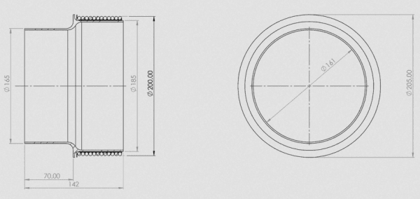 Skorstensrör/rökrör övergång D160mm-200mm används för anslutning av en vedeldad kamin/eldstad och en befintlig skorsten.